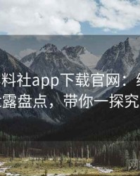 1134. 黑料社app下载官网：综合数据泄露盘点，带你一探究竟