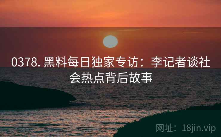 0378. 黑料每日独家专访：李记者谈社会热点背后故事