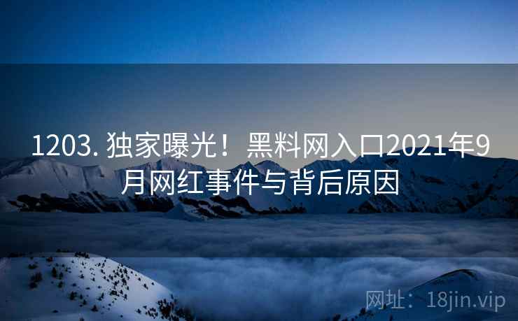 1203. 独家曝光！黑料网入口2021年9月网红事件与背后原因