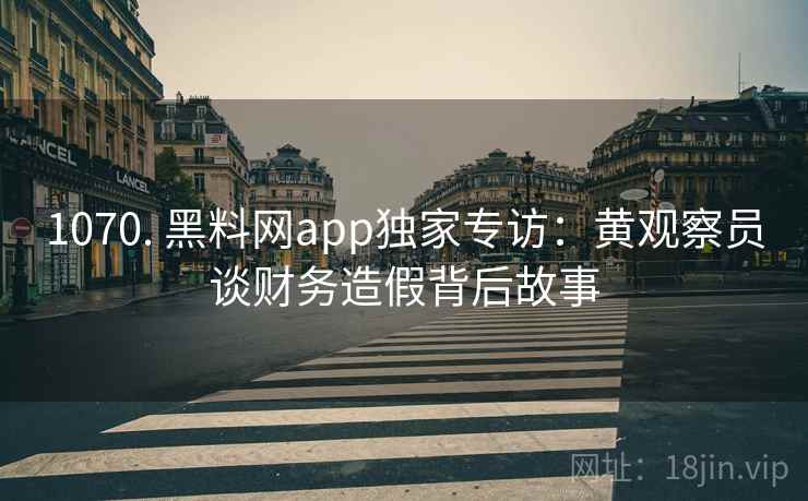 1070. 黑料网app独家专访：黄观察员谈财务造假背后故事