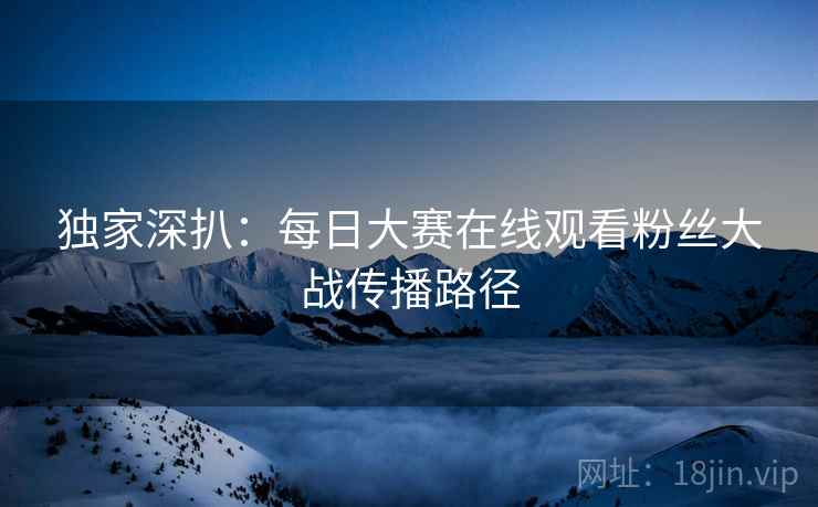 独家深扒：每日大赛在线观看粉丝大战传播路径