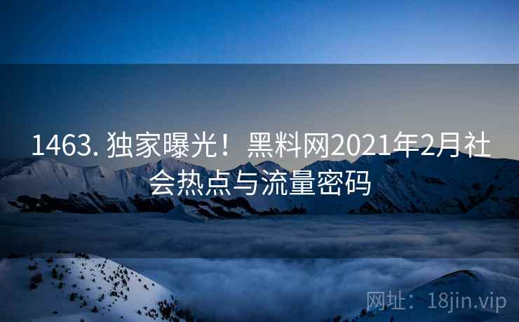 1463. 独家曝光！黑料网2021年2月社会热点与流量密码